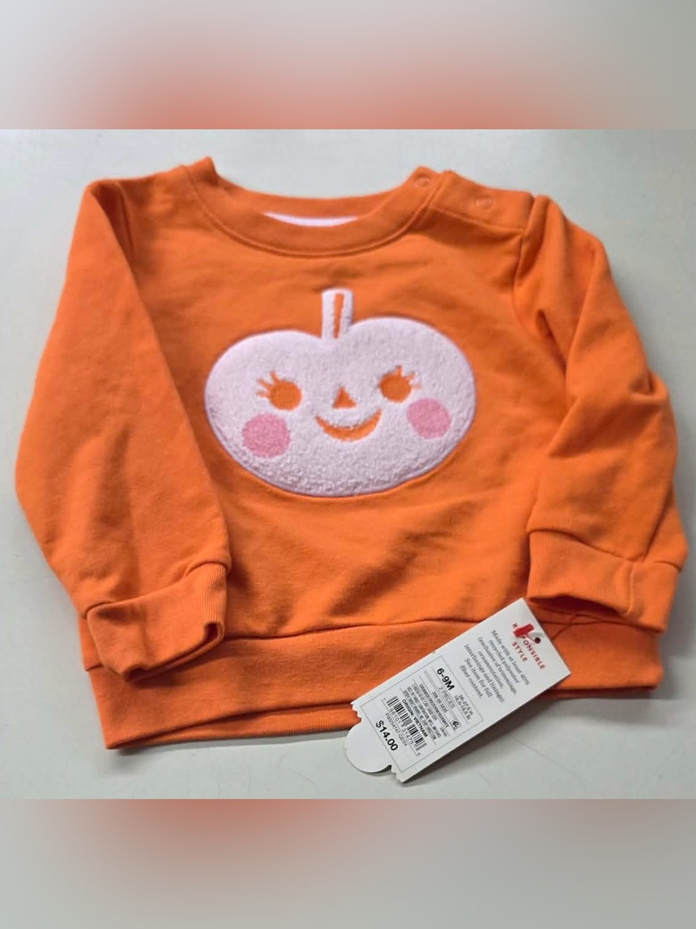Cat & Jack Pink Pumpkin Applique Sweatshirt
